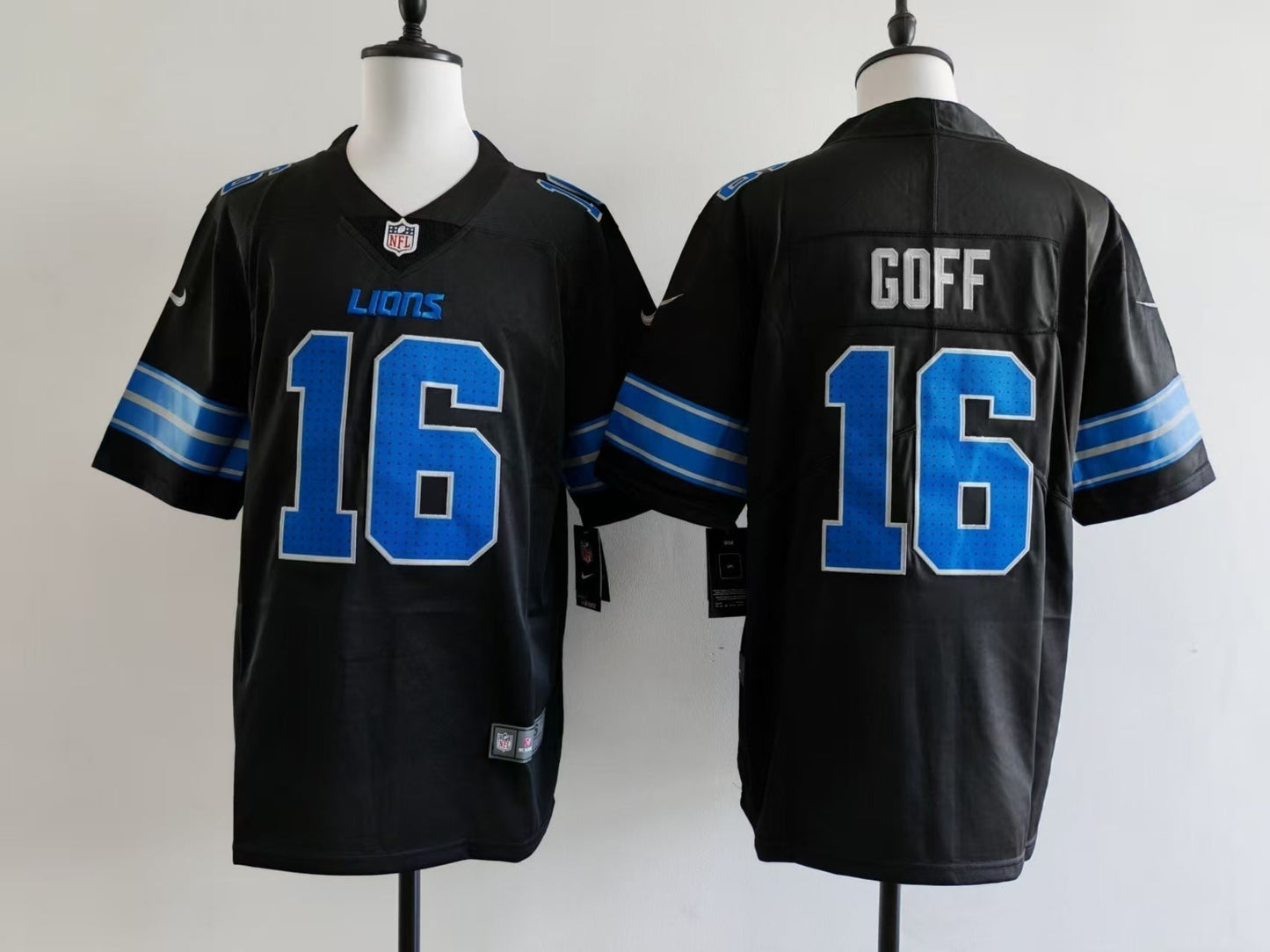 Men's Detroit Lions Jared Goff Jersey - Black football jersey product view 1