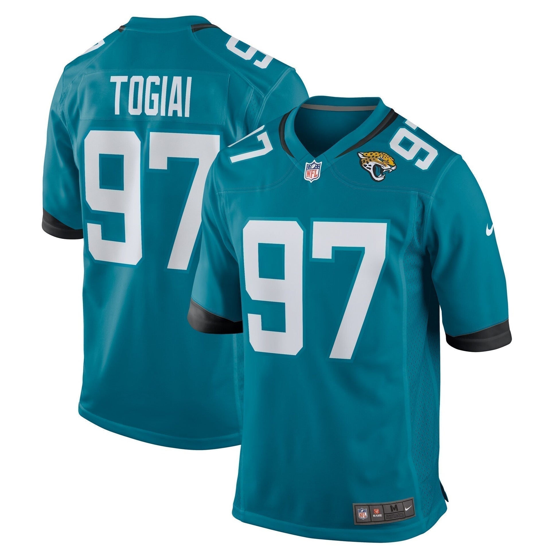 Tommy Togiai Jacksonville Jaguars Team Game Jersey - Teal football jersey product view 1