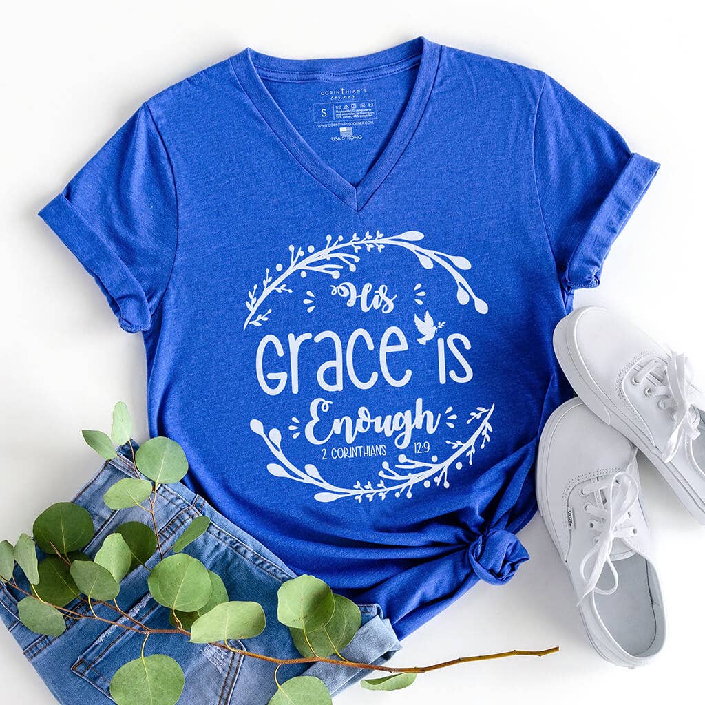 His Grace Is Enough Biblical V-Neck Unisex T-shirt, Sweatshirt, Hoodie, Long Sleeve Tee - T-Shirt, Sweatshirt, Hoodie
