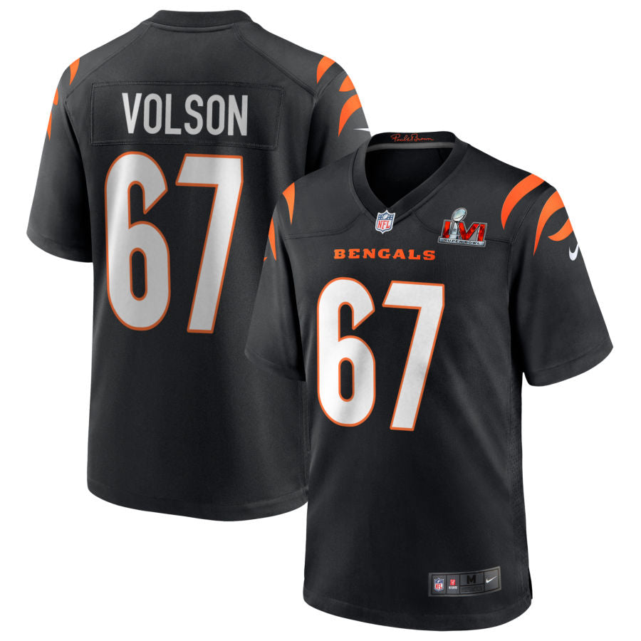 Cordell Volson Cincinnati Bengals Super Bowl LVI Game Jersey - Black football jersey product view 1