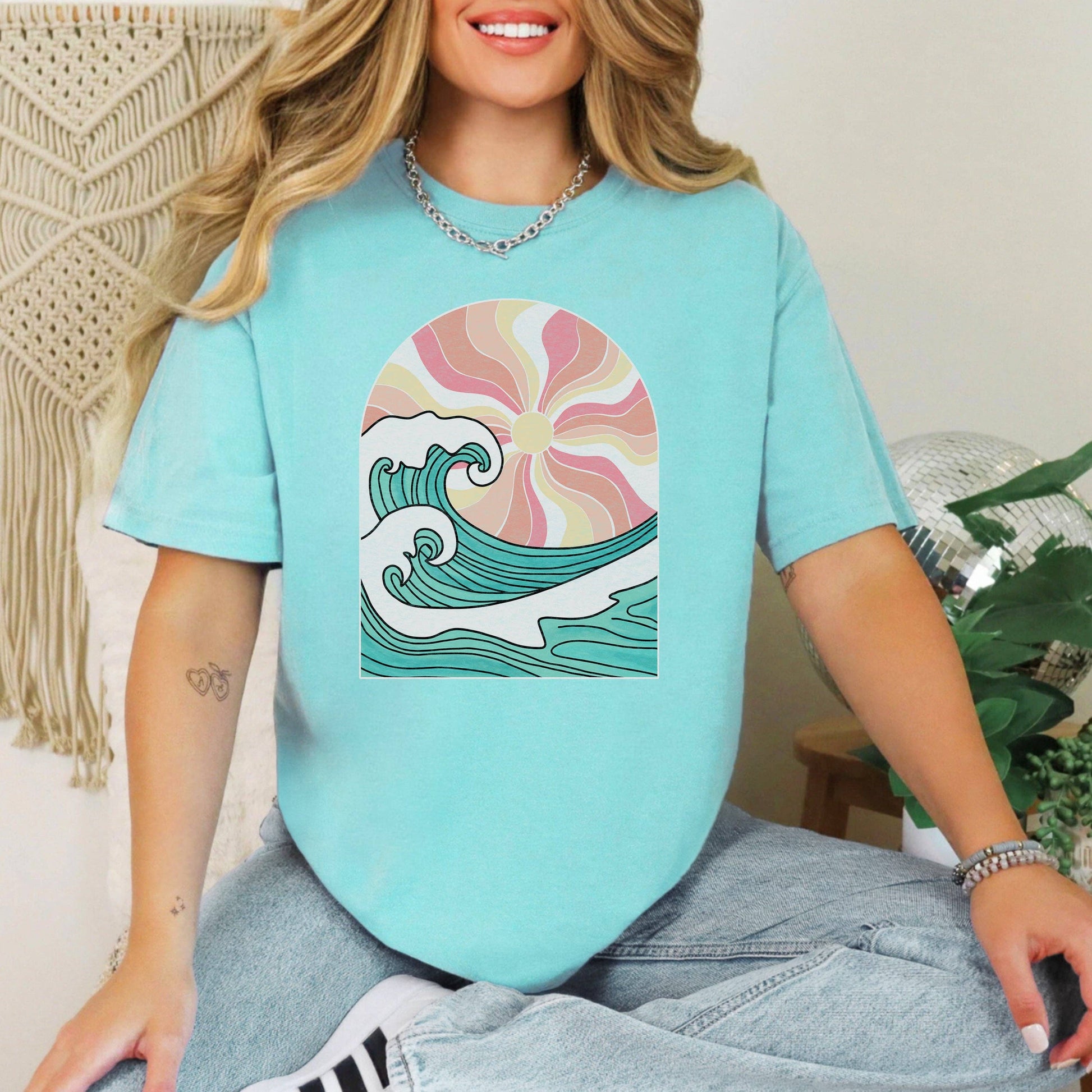 Ocean Sunset Tee | Beach | Wave Unisex T-shirt, Sweatshirt, Hoodie, Long Sleeve Tee - T-Shirt, Sweatshirt, Hoodie