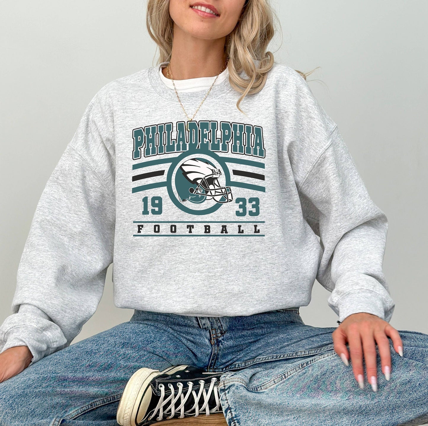 Philadelphia Football Fan Sweatshirt - Vintage Crewneck Unisex T-shirt, Sweatshirt, Hoodie, Long Sleeve Tee - T-Shirt, Sweatshirt, Hoodie