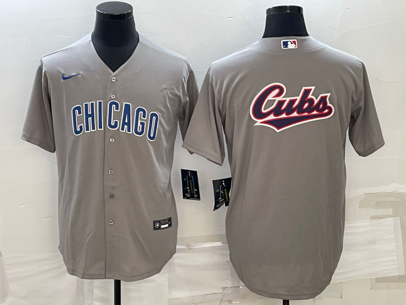 Men's Chicago Cubs Gray Road Replica Team Jersey baseball jersey product view 1