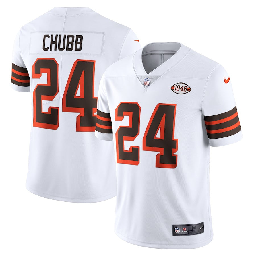 Nick Chubb Cleveland Browns 1946 Collection Alternate Vapor Limited Jersey - White football jersey product view 1