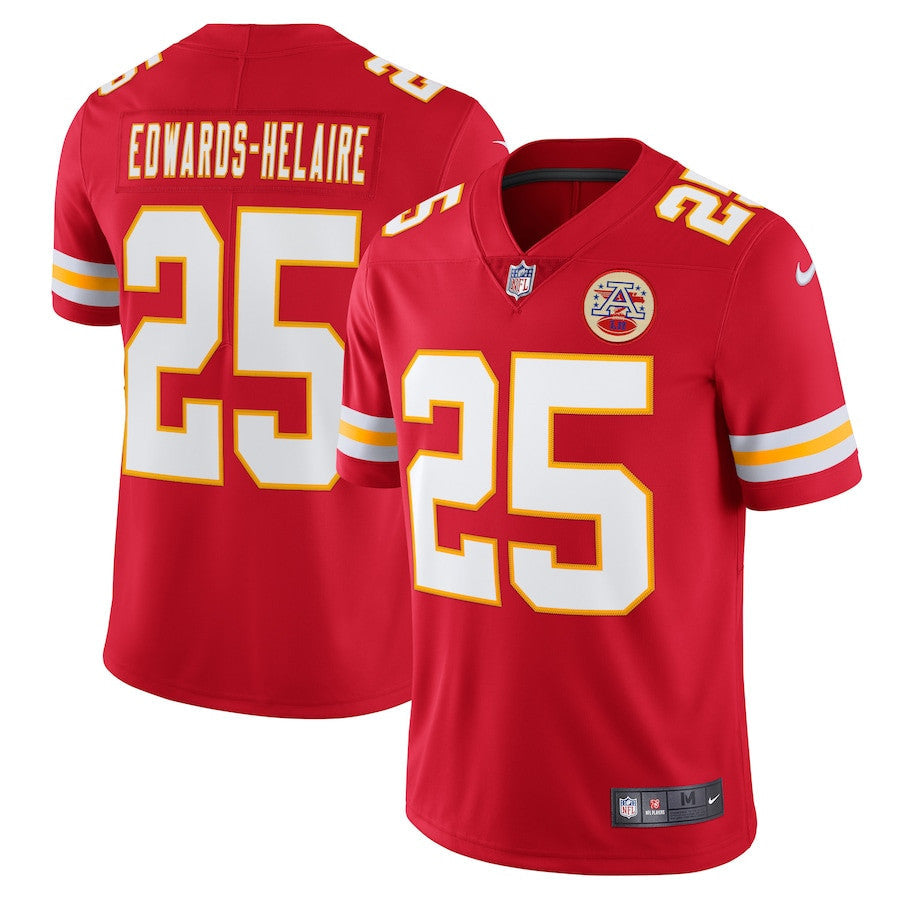 Clyde Edwards-Helaire Kansas City Chiefs Vapor Limited Jersey - Red football jersey product view 1