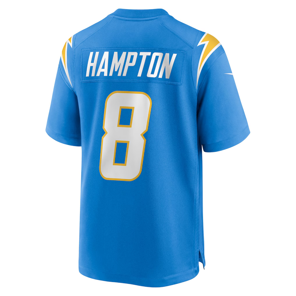 Men's Los Angeles Chargers Omarion Hampton Powder Blue 2025 NFL Draft First Round Pick Game Jersey football jersey product view 2