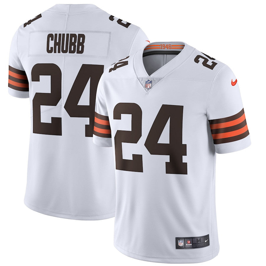 Nick Chubb Cleveland Browns Vapor Limited Jersey - White football jersey product view 1