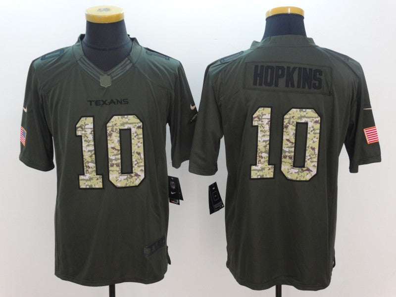 Men's Houston Texans DeAndre Hopkins #10 Army Green Game Jersey1 football jersey product view 1