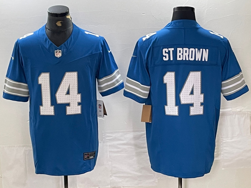Men's Detroit Lions Amon-Ra St. Brown #14 Blue Vapor F.U.S.E. Limited Jersey1 football jersey product view 1