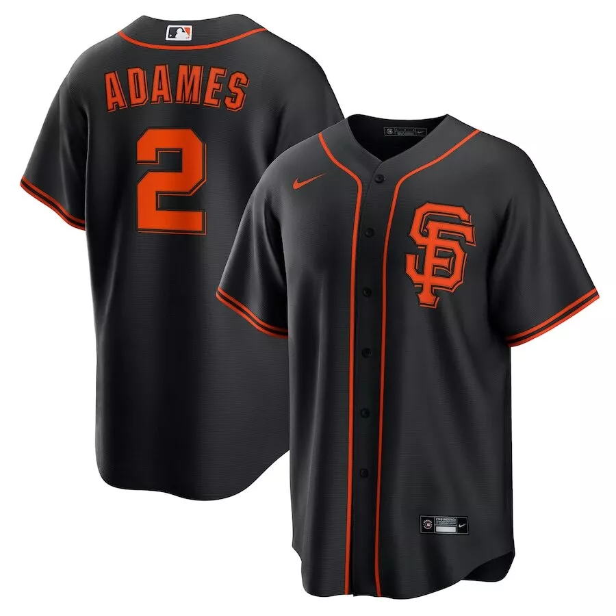San Francisco Giants Willy Adames #2 Black Alternate 2025 MLB Player Jersey baseball jersey product view 1