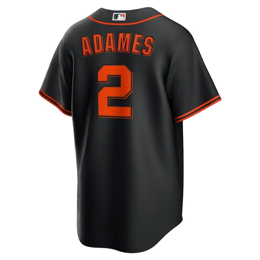 San Francisco Giants Willy Adames #2 Black Alternate 2025 MLB Player Jersey baseball jersey product view 3
