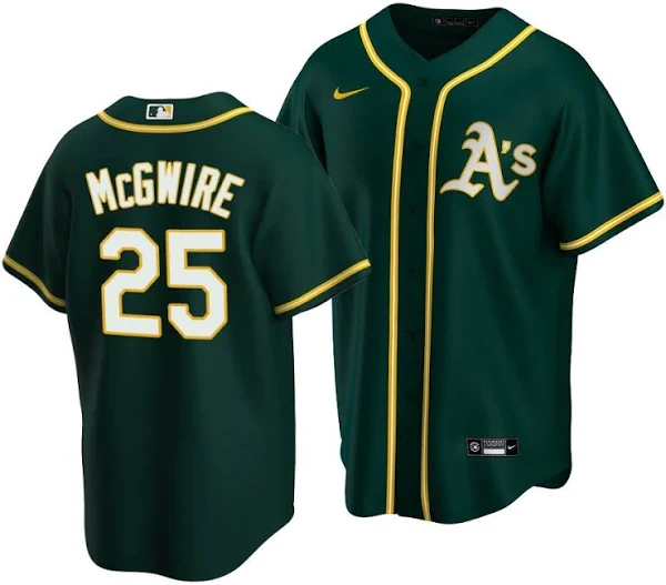 Men's Oakland Athletics Mark McGwire Oakland Athletics jersey green baseball jersey product view 1