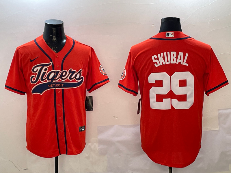 Men's Detroit Tigers Tarik Skubal #29 Orange Player Jersey baseball jersey product view 1