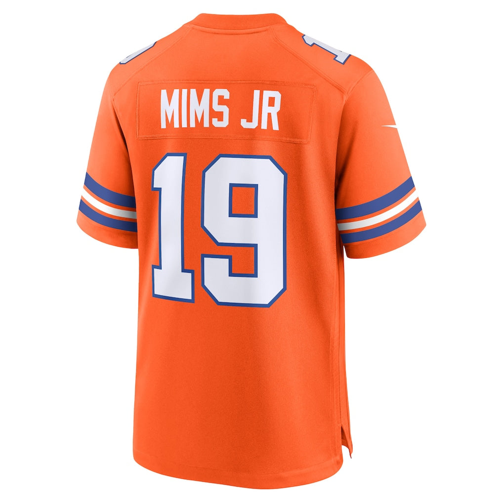 D.Broncos #19 Marvin Mims Jr Orange Mile High Collection 1977 Throwback Player Game Jersey football jersey product view 1