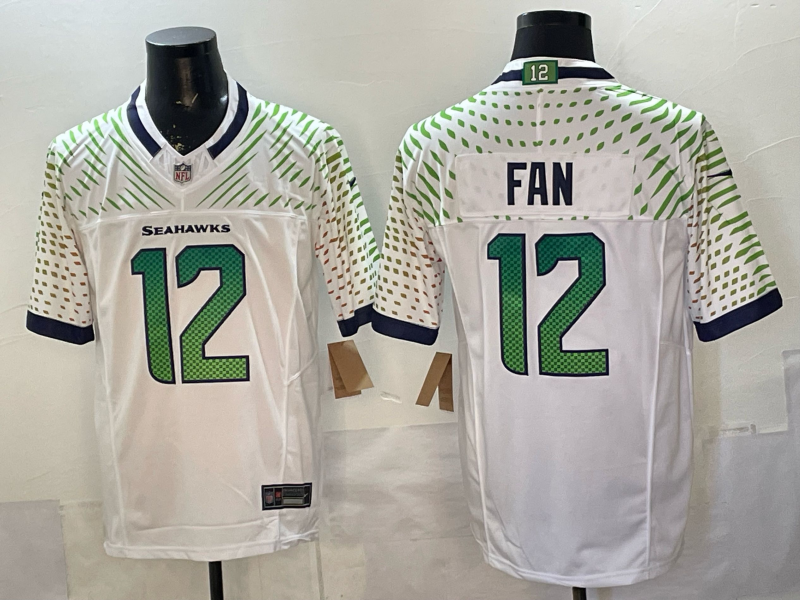 Men's Seattle Seahawks 12th Fan White 2025 Rivalries Collection Game Jersey football jersey product view 1
