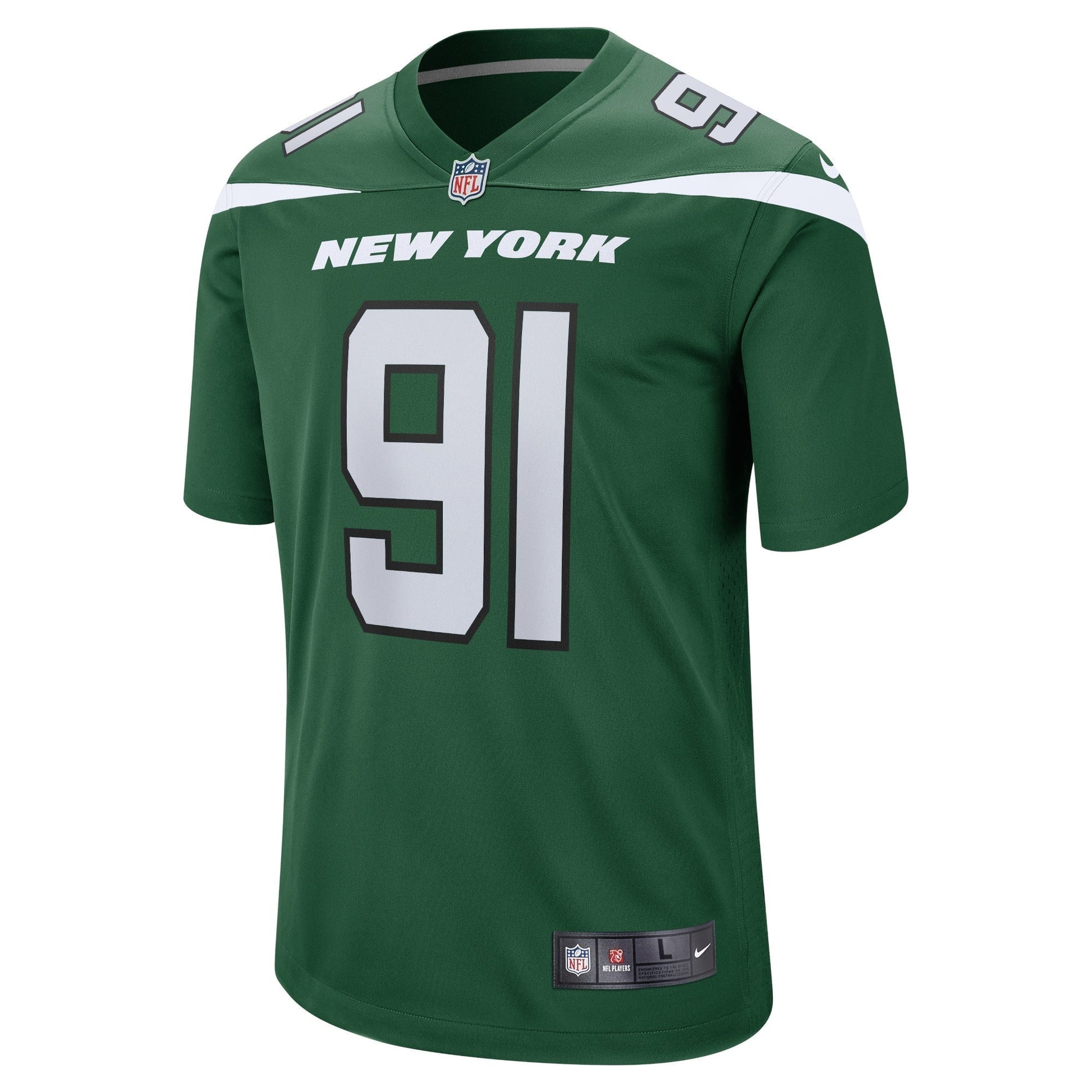 John Franklin-Myers New York Jets Game Jersey - Gotham Green football jersey product view 2