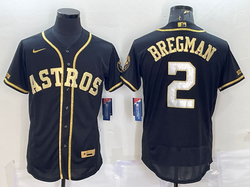 Men's Houston Astros Alex Bregman Black Replica Team Jersey baseball jersey product view 1