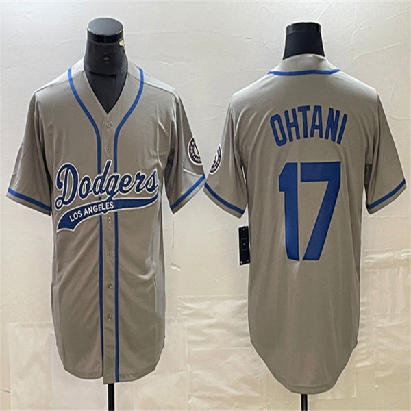 Los Angeles Dodgers #17 Shohei Ohtani Gray Home Authentic Patch Jersey Baseball Jerseys baseball jersey product view 1