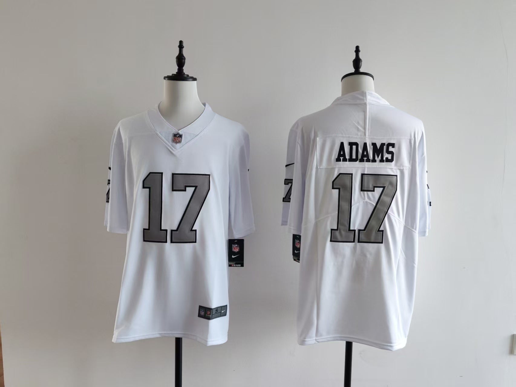 Men's Oakland Raiders Davante Adams Jersey - White-Silver Numbers football jersey product view 1