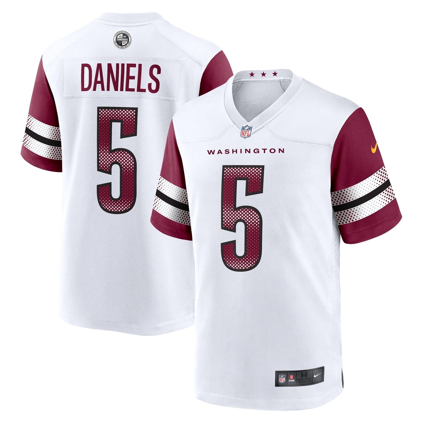 Jayden Daniels Washington Commanders Game Jersey - White football jersey product view 1