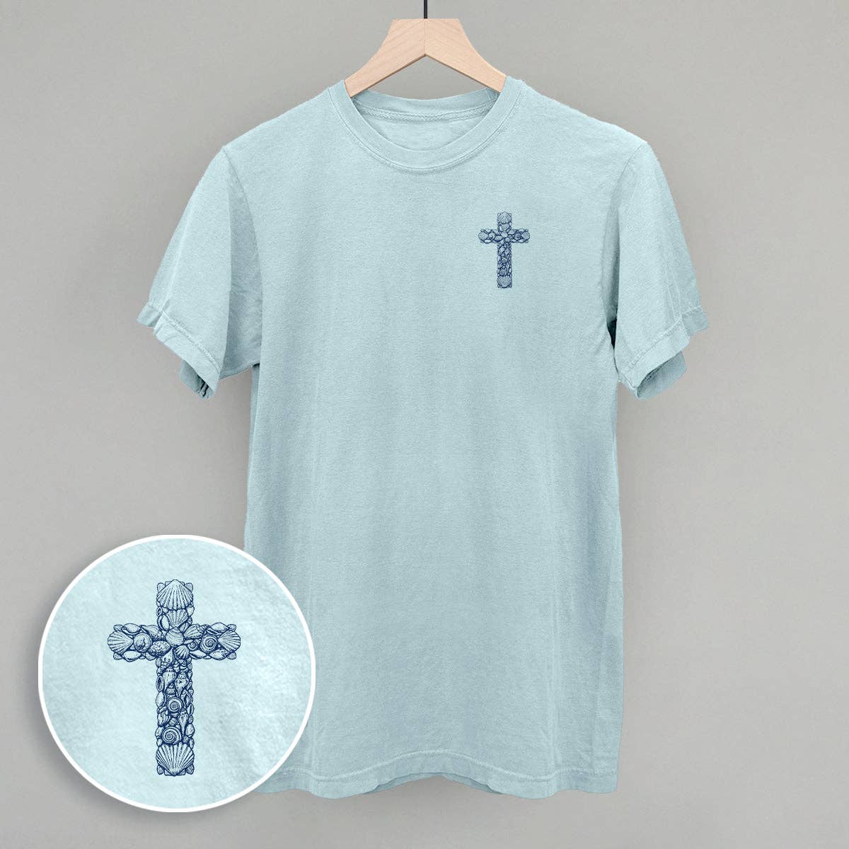 Seashell Cross (Left Chest) Unisex T-shirt, Sweatshirt, Hoodie, Long Sleeve Tee - T-Shirt, Sweatshirt, Hoodie