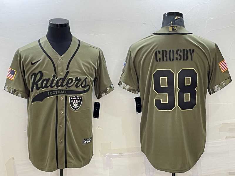 Men's Las Vegas Raiders Maxx Crosby #98 Olive 2022 Salute To Service Limited Jersey1 Joint Edition football jersey product view 1