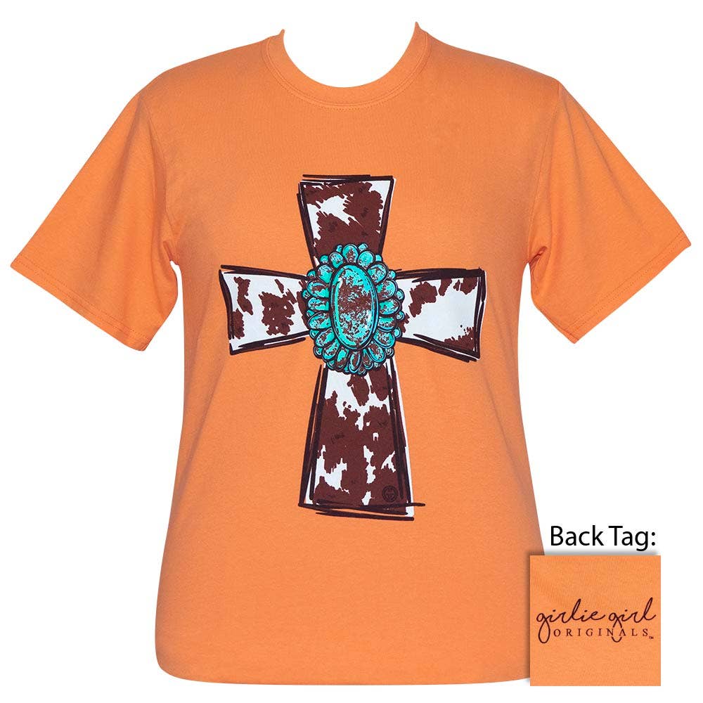 Turquoise Cow Cross - Orange Sherbet SS-2407 Unisex T-shirt, Sweatshirt, Hoodie, Long Sleeve Tee - T-Shirt, Sweatshirt, Hoodie