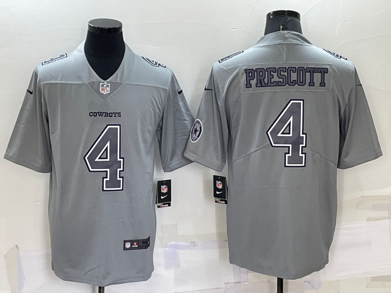 Men's Dallas Cowboys Dak Prescott #4 Gray Atmosphere Fashion Game Jersey1 football jersey product view 1