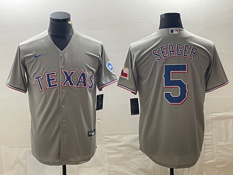 Men's Texas Rangers Corey Seager #5 Gray Replica Player Jersey baseball jersey product view 1