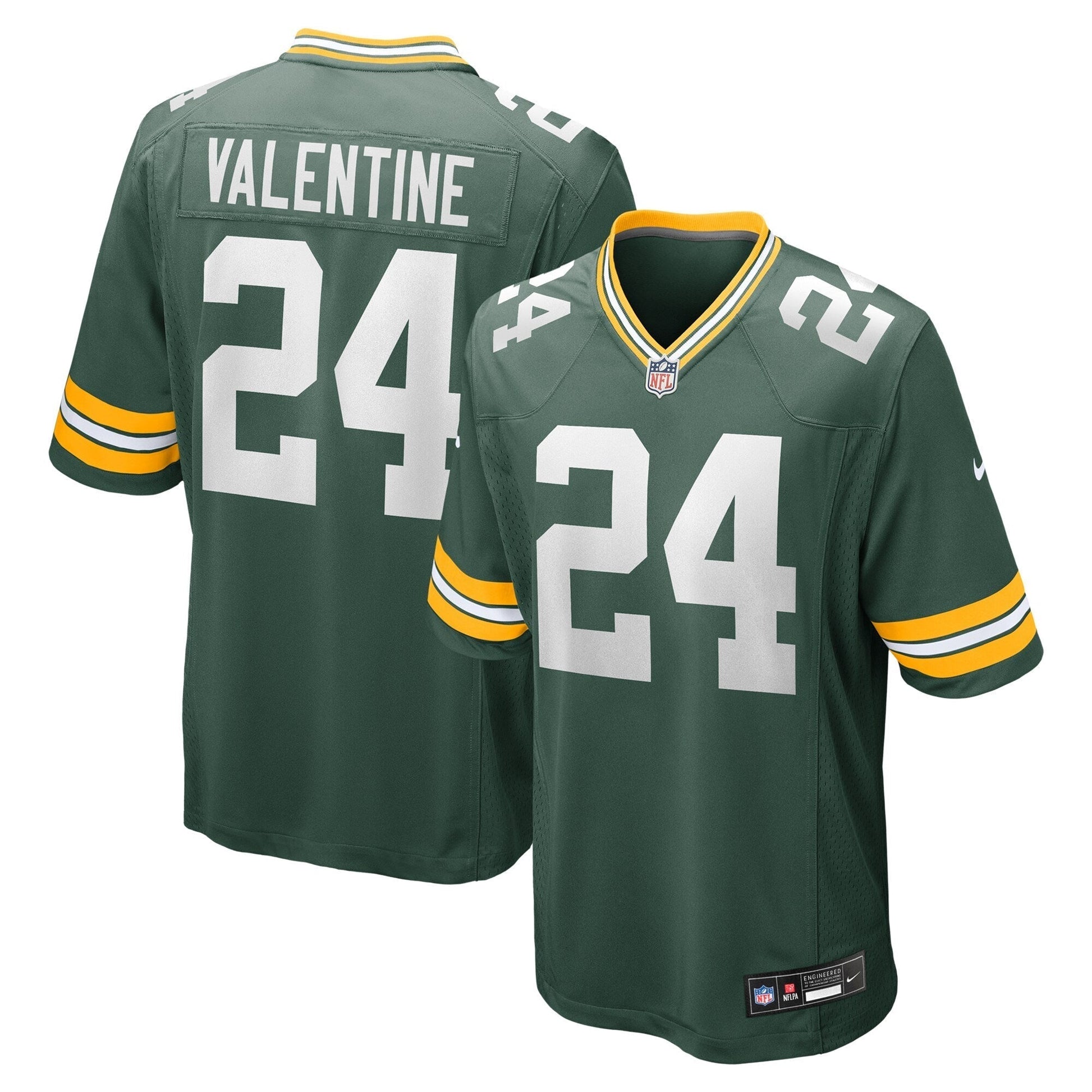 Carrington Valentine Green Bay Packers Game Jersey - Green football jersey product view 1