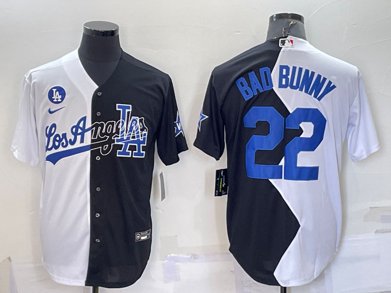 Men's Los Angeles Dodgers Bad Bunny White/Black Replica Baseball Jersey baseball jersey product view 1