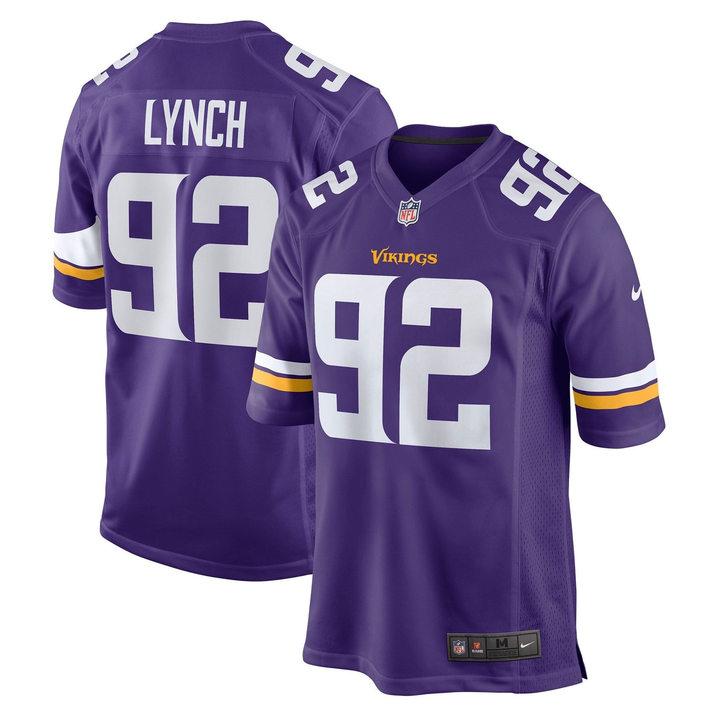 James Lynch Minnesota Vikings Game Jersey - Purple football jersey product view 1
