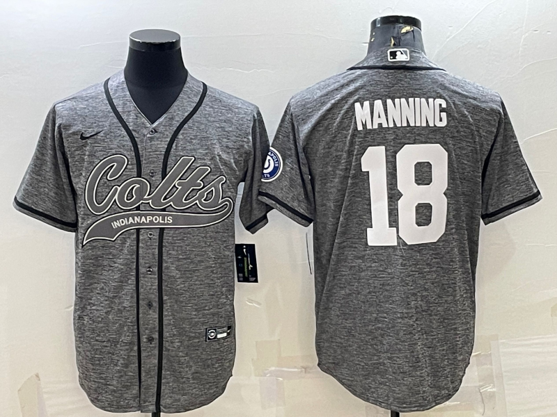 Men's Indianapolis Colts Peyton Manning Gray Game Jersey Joint Edition football jersey product view 1
