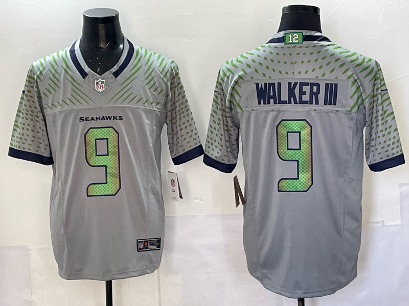 Men's Seattle Seahawks Kenneth Walker III Wolf Gray 2025 Rivalries Collection Limited Jersey football jersey product view 1