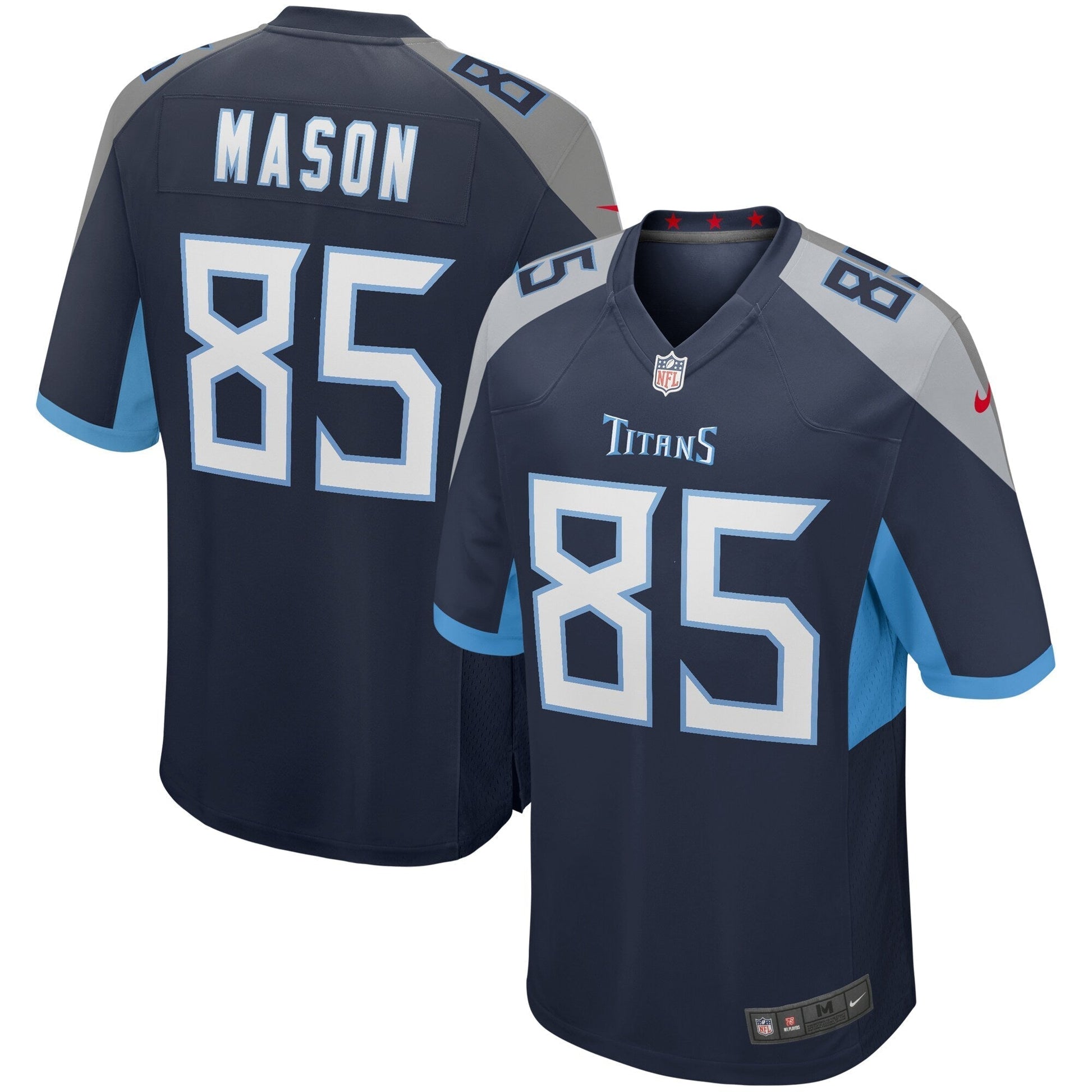 Derrick Mason Tennessee Titans Game Retired Jersey - Navy football jersey product view 1