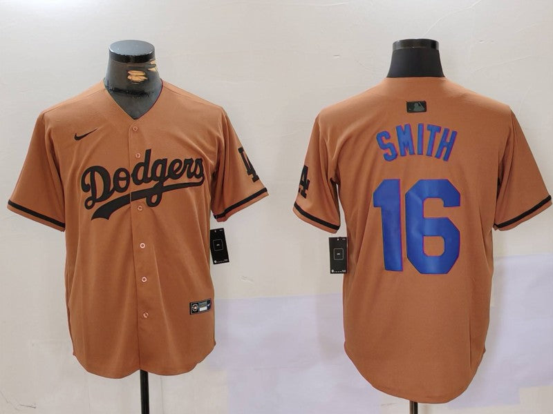 Men's Los Angeles Dodgers Will Smith Brown Game Player Jersey baseball jersey product view 1