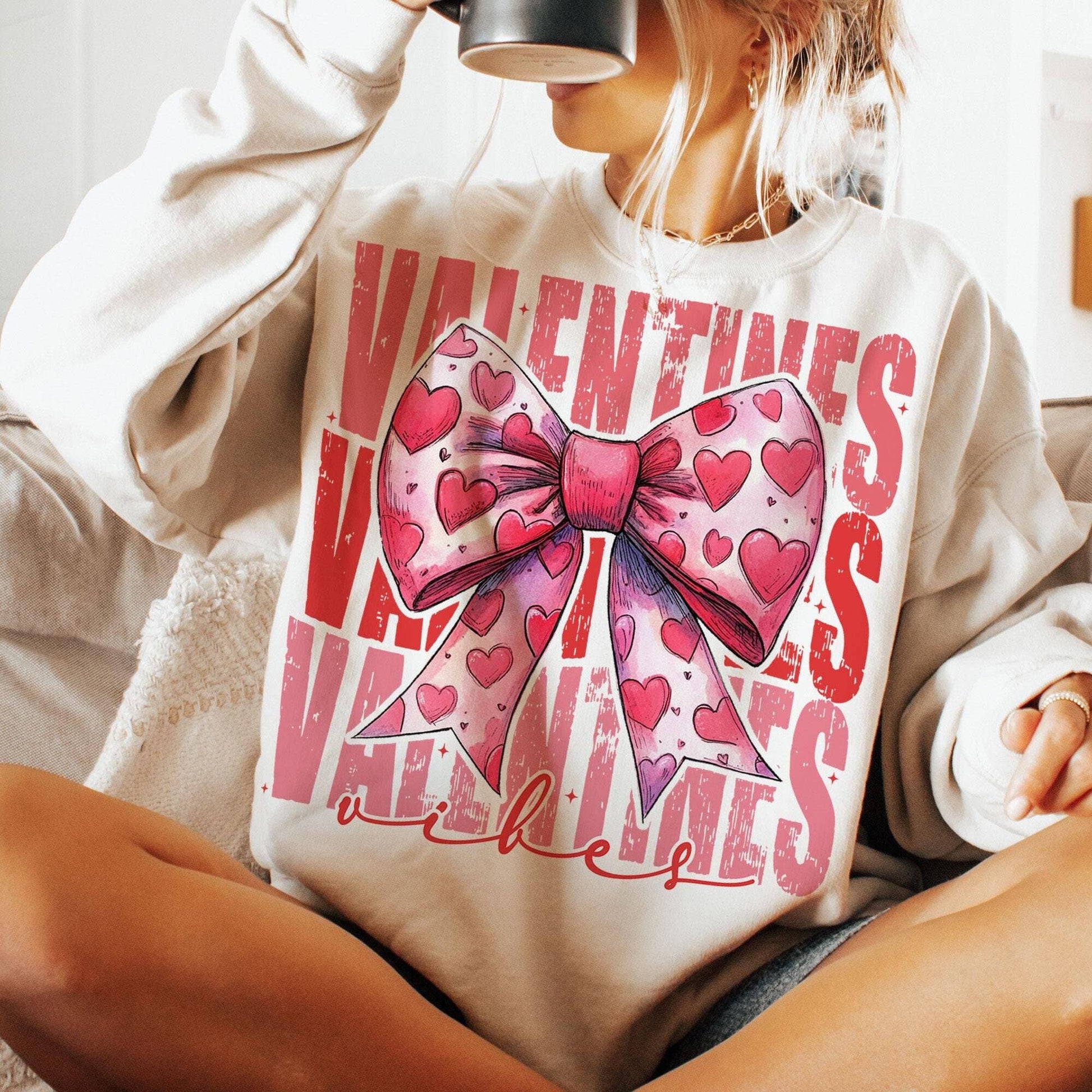 Valentine's Day Heart Coquette Bow Retro Love Shirt Design Unisex T-shirt, Sweatshirt, Hoodie, Long Sleeve Tee - T-Shirt, Sweatshirt, Hoodie