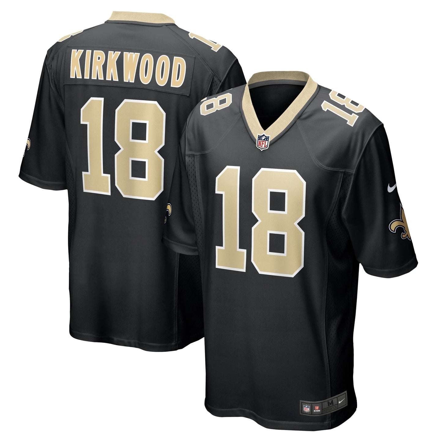 Keith Kirkwood New Orleans Saints Team Game Jersey - Black football jersey product view 1
