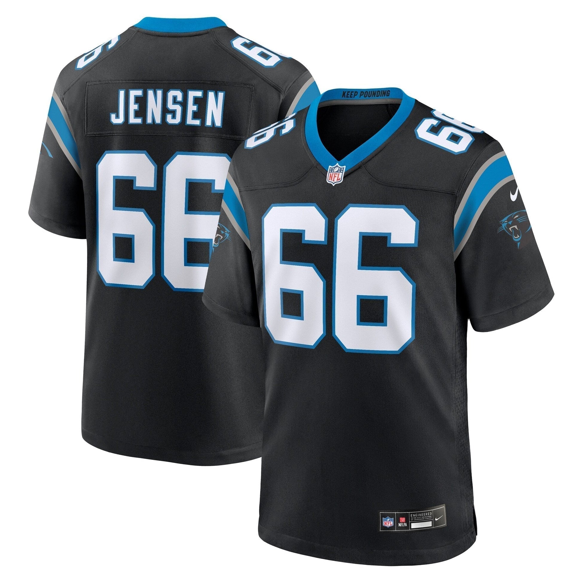 Nash Jensen Carolina Panthers Team Game Jersey - Black football jersey product view 1