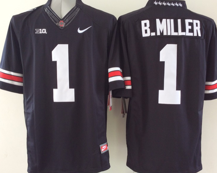 Men's Ohio State Buckeyes Braxton Miller #1 Black Player Game Jersey sports jersey product view 1