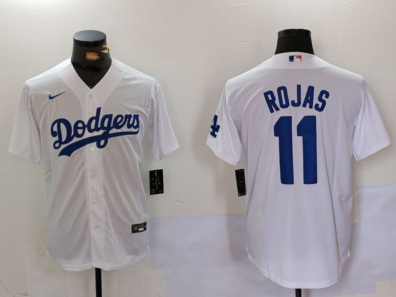 Men's Los Angeles Dodgers Miguel Rojas White Replica Player Jersey baseball jersey product view 1