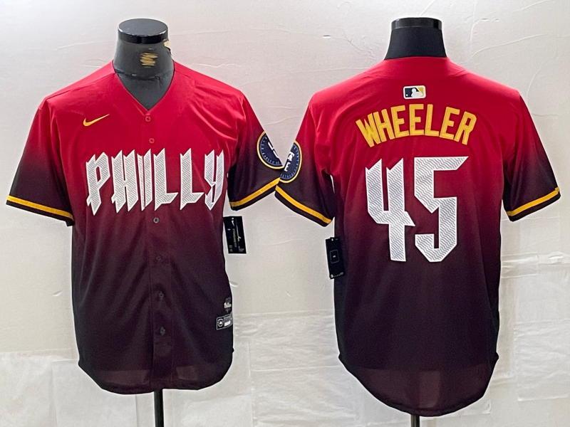 Men's Philadelphia Phillies Zack Wheeler Red 2024 City Connect Limited Player Jersey baseball jersey product view 1