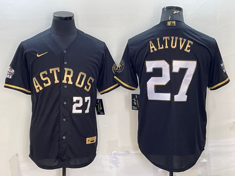 Men's Houston Astros Jose Altuve Black Replica Authentic Jersey baseball jersey product view 1