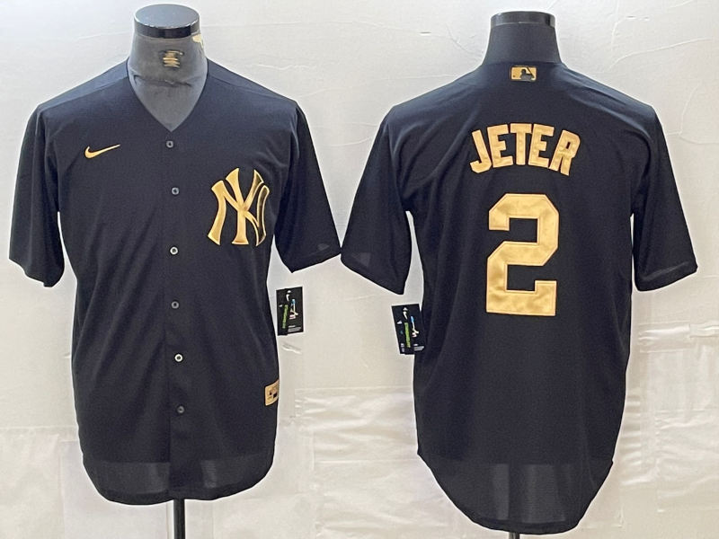 Men's New York Yankees Derek Jeter Black Limited Player Jersey baseball jersey product view 1