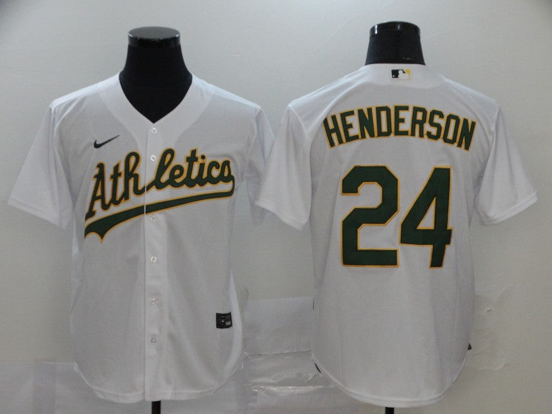 Men's Oakland Athletics Rickey Henderson #24 White Replica Team Jersey baseball jersey product view 1