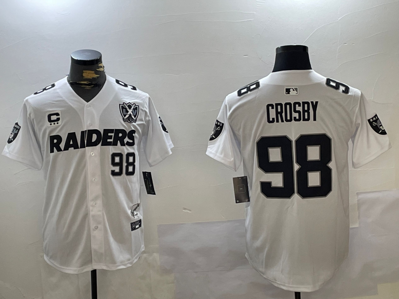 Men's Las Vegas Raiders Maxx Crosby #98 White Vapor F.U.S.E. Limited Jersey1 football jersey product view 1