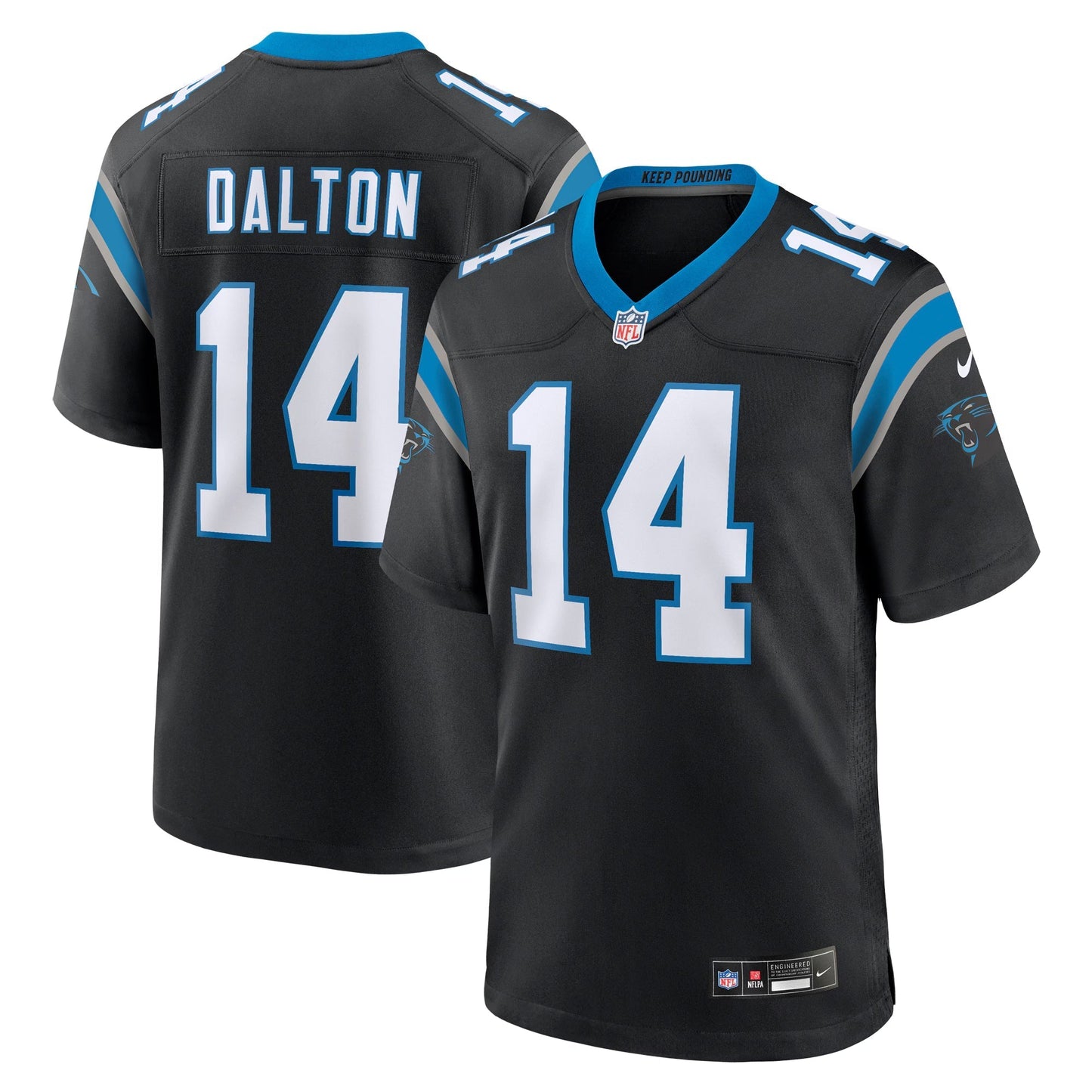 Carolina Panthers Andy Dalton Black Team Game Jersey football jersey product view 1