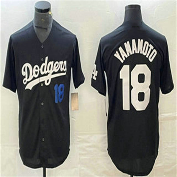 Los Angeles Dodgers #18 Yoshinobu Yamamoto Black Home Authentic Patch Jersey Baseball Jerseys baseball jersey product view 1