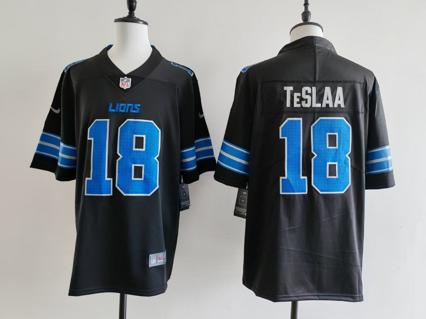 Men's Detroit Lions Isaac TeSlaa Jersey - Black football jersey product view 1