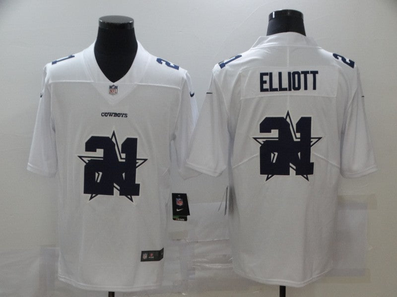 Men's Dallas Cowboys #21 Ezekiel Elliott White Player Game Jersey1 football jersey product view 1